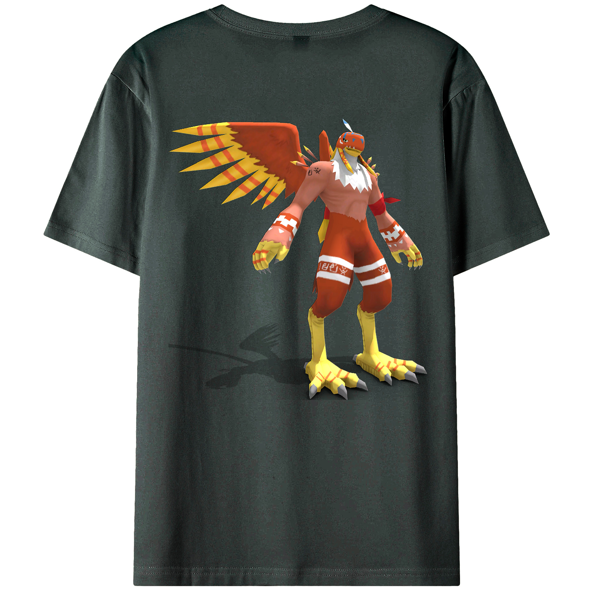 （画像用） Digimon デジタルモンスター/デジモン 綿100％ メンズ半袖Tシャツ（バックプリント） 通気性